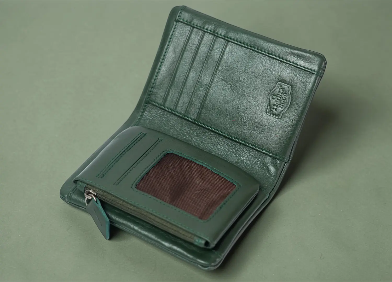 𝐋𝐞𝐚𝐭𝐡𝐞𝐫𝐇𝐨𝐨𝐝 𝐒𝐞𝐦𝐢-𝐥𝐨𝐧𝐠 𝐖𝐚𝐥𝐥𝐞𝐭 -- (Green Olive) - Image 2